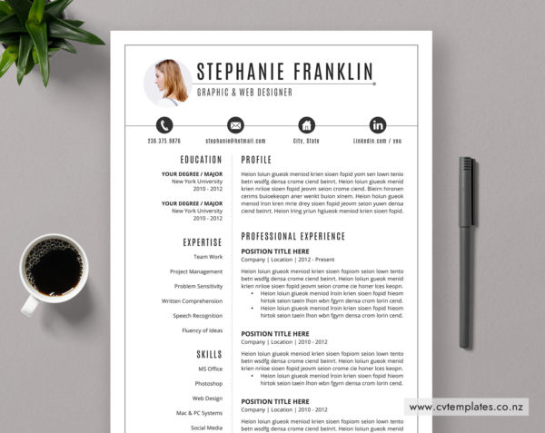 CV Template for MS Word, Curriculum Vitae, 1, 2 and 3 Page CV Template ...