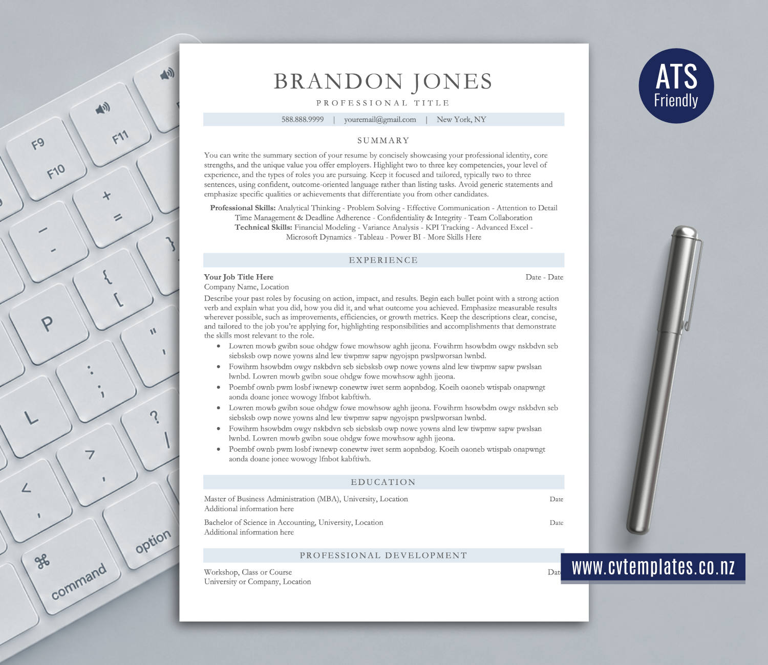 ATS-Friendly CV Template for Microsoft Word