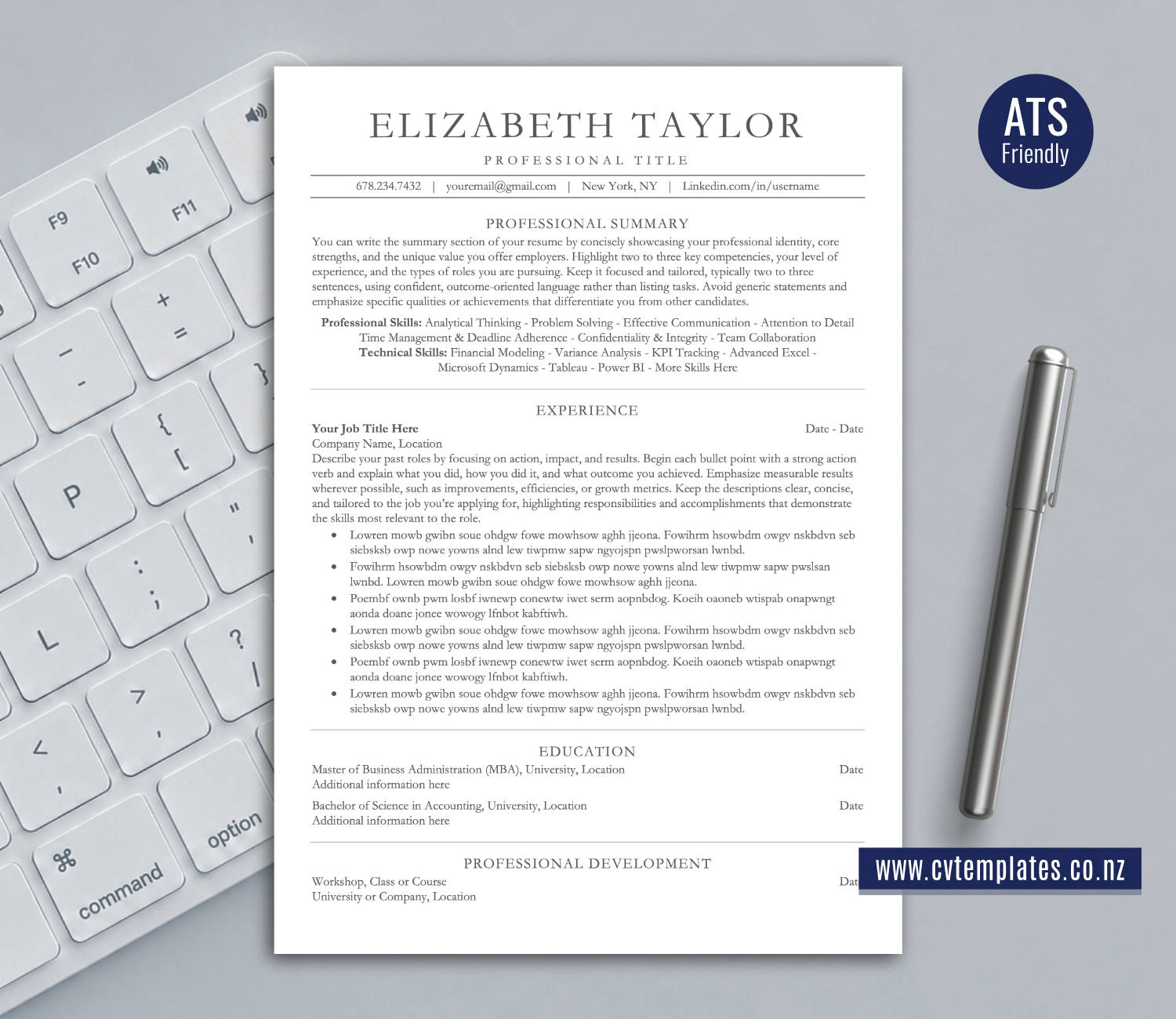 ATS-Friendly CV Template for Microsoft Word