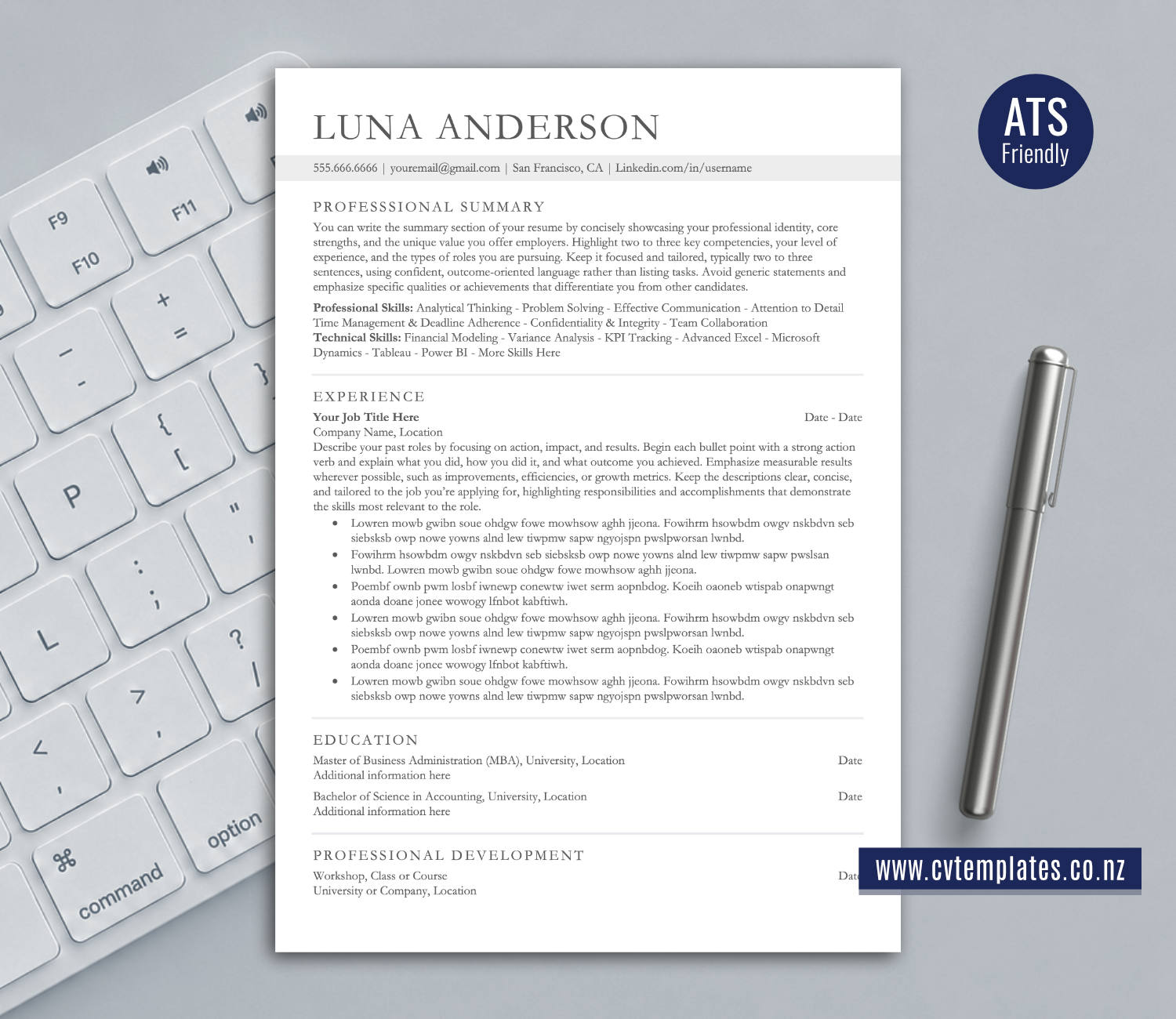 ATS-Friendly CV Template for Microsoft Word
