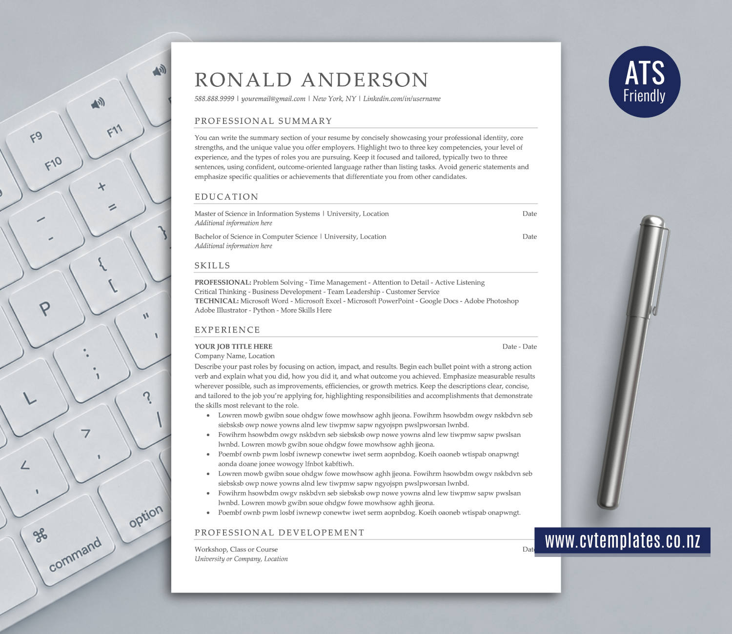 ATS-Friendly CV Template for Microsoft Word