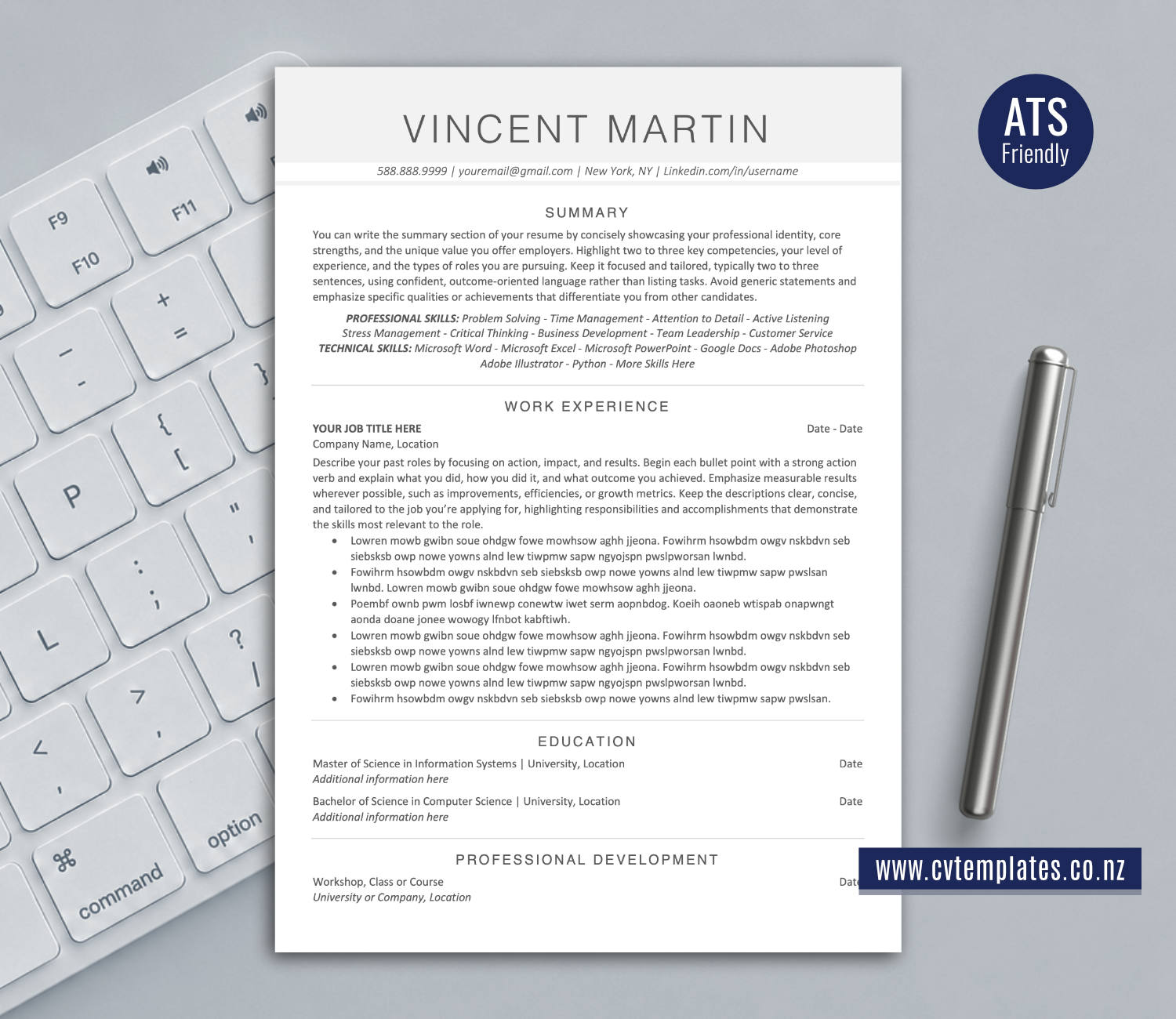 ATS-Friendly CV Template for Microsoft Word